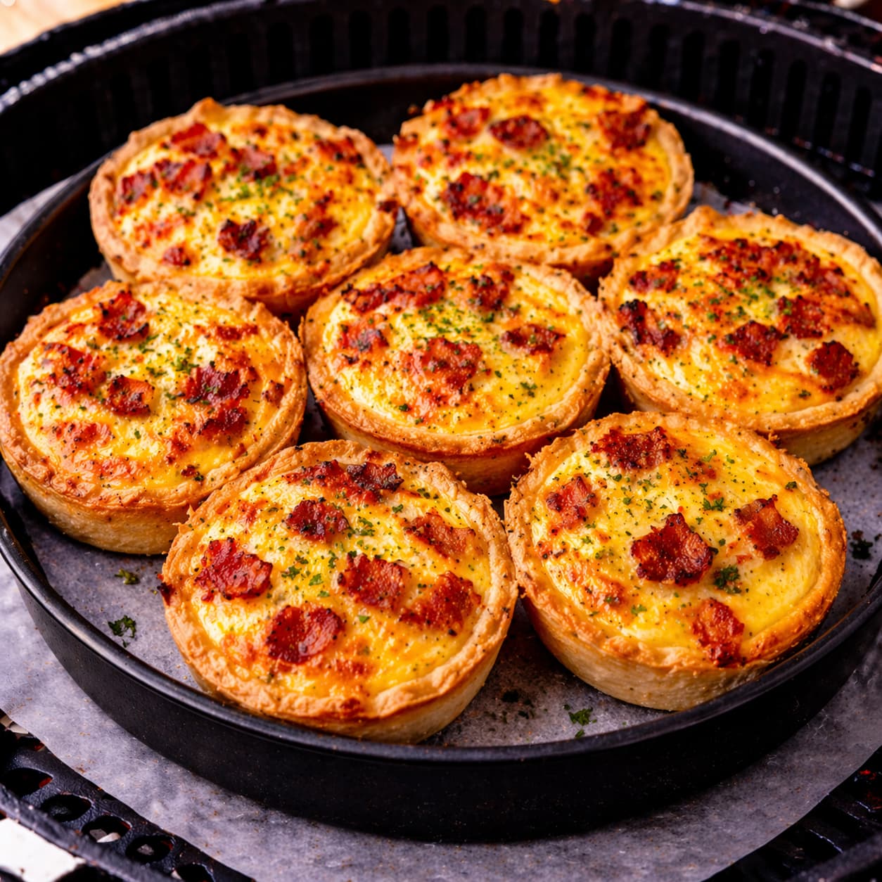 Mini quiches de tocino y queso